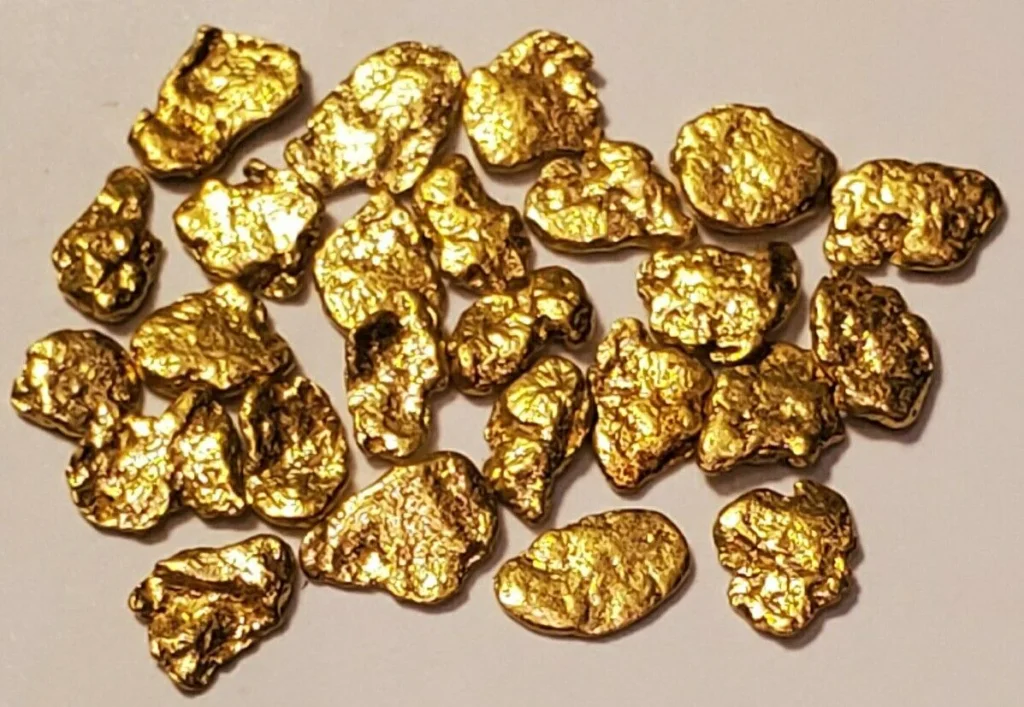 a group of gold nuggets